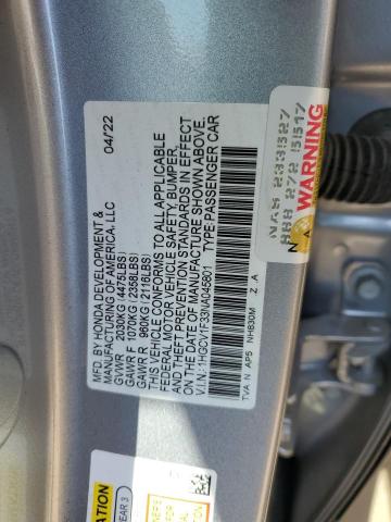 1HGCV1F33NA045801 - 2022 HONDA ACCORD SPORT SILVER photo 12