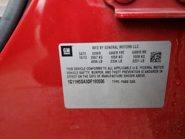 1G11H5SA3DF180506 - 2013 CHEVROLET MALIBU LTZ ბურგუნდია ფოტო 13