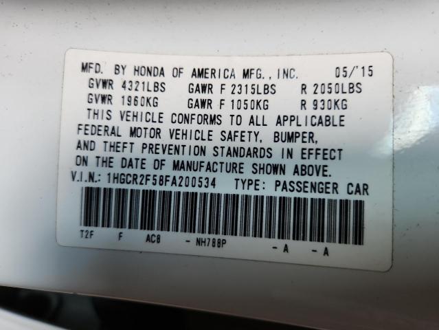 1HGCR2F58FA200534 - 2015 HONDA ACCORD SPORT 白色 照片 12