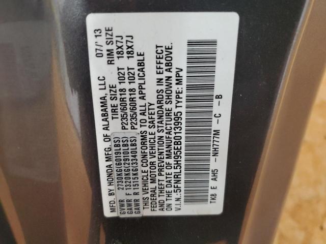 5FNRL5H95EB013995 - 2014 HONDA ODYSSEY TOURING 灰色 照片 13