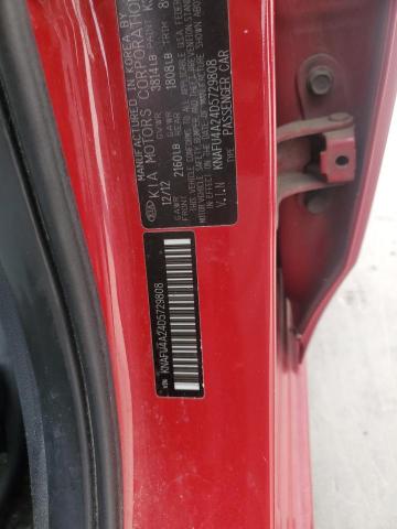 KNAFU4A24D5729808 - 2013 KIA FORTE EX RED photo 13