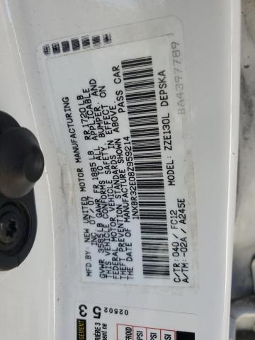 1NXBR32E08Z959214 - 2008 TOYOTA COROLLA CE WHITE photo 12