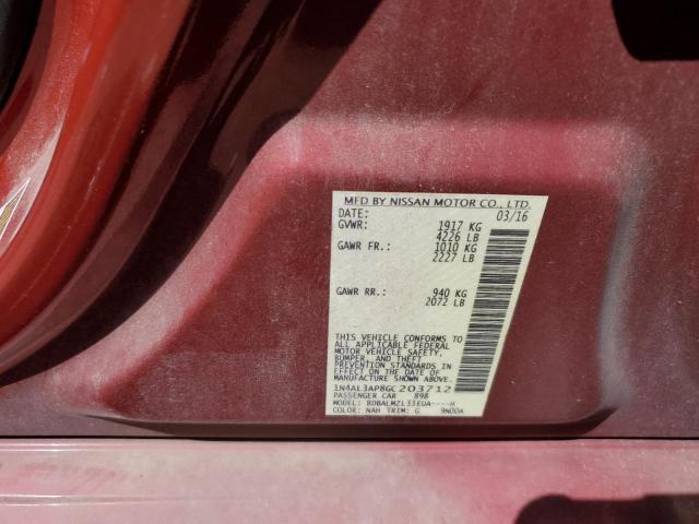 1N4AL3AP8GC203712 - 2016 NISSAN ALTIMA 2.5 RED photo 12