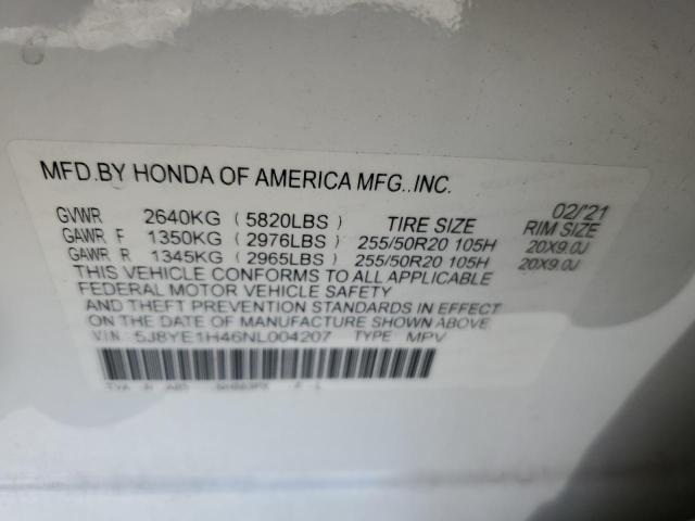 5J8YE1H46NL004207 - 2022 ACURA MDX TECHNOLOGY Սպիտակ լուսանկար 12