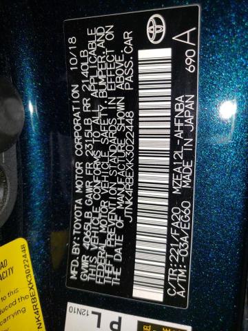 JTNK4RBEXK3022448 - 2019 TOYOTA COROLLA SE Көк фото 13