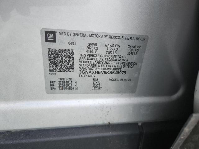 3GNAXHEV9KS648975 - 2019 CHEVROLET EQUINOX LS SILVER photo 14