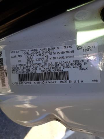 5TFTX4CN2FX054746 - 2015 TOYOTA TACOMA ACCESS CAB Ақ фото 12