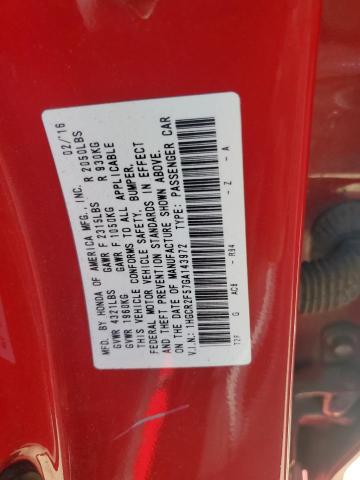1HGCR2F57GA143972 - 2016 HONDA ACCORD SPORT 红色 照片 12