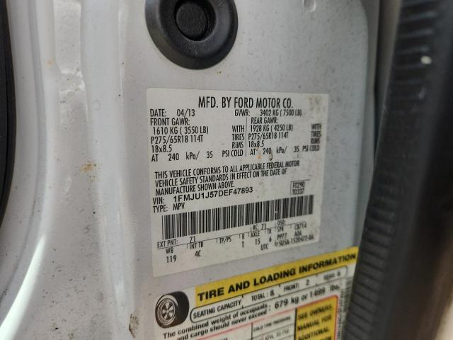 1FMJU1J57DEF47893 - 2013 FORD EXPEDITION XLT თეთრი ფოტო 13
