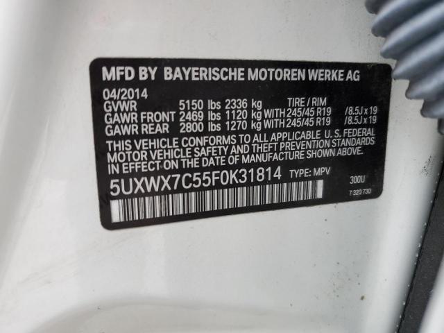 5UXWX7C55F0K31814 - 2015 BMW X3 XDRIVE35I WHITE photo 13