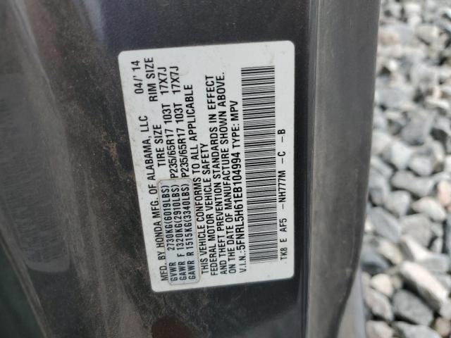 5FNRL5H61EB104994 - 2014 HONDA ODYSSEY EXL GRAY photo 13