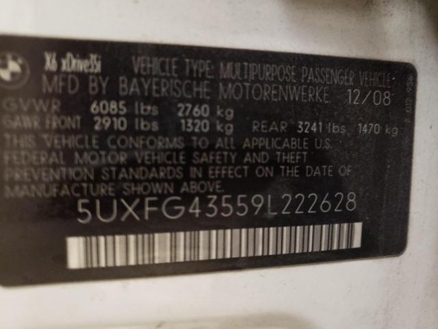 5UXFG43559L222628 - 2009 BMW X6 XDRIVE35I WHITE photo 12