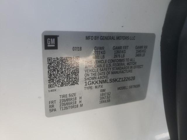 1GKKNMLS5KZ122628 - 2019 GMC ACADIA SLT-1 Белый фото 14