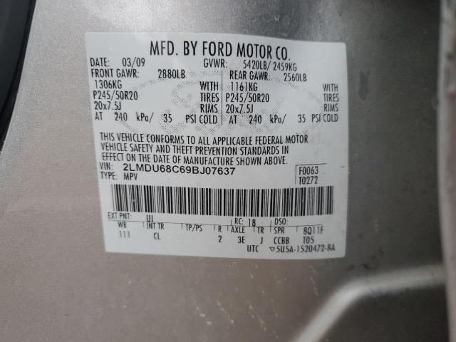 2LMDU68C69BJ07637 - 2009 LINCOLN MKX SILVER photo 13