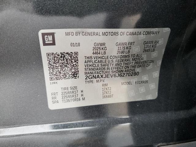 2GNAXJEV6J6270280 - 2018 CHEVROLET EQUINOX LT CHARCOAL photo 13