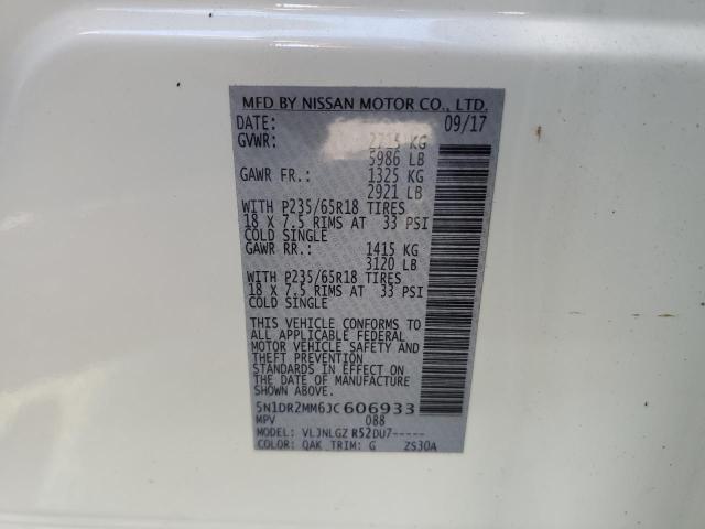 5N1DR2MM6JC606933 - 2018 NISSAN PATHFINDER S Weiß Foto 12