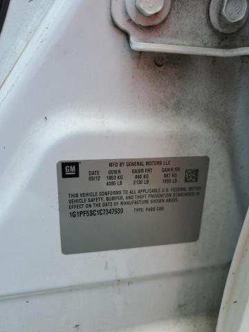 1G1PF5SC1C7347939 - 2012 CHEVROLET CRUZE LT Blanc photo 12