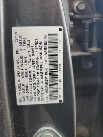 1HGCP26829A118349 - 2009 HONDA ACCORD EXL GRAY photo 12