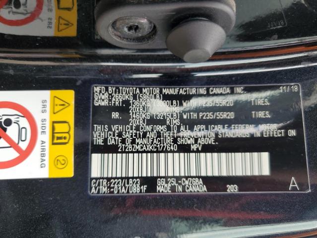 2T2BZMCAXKC177640 - 2019 LEXUS RX 350 BASE BLACK photo 14