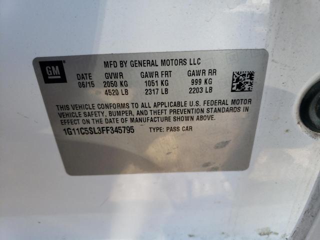 1G11C5SL3FF345795 - 2015 CHEVROLET MALIBU 1LT 白色 照片 12