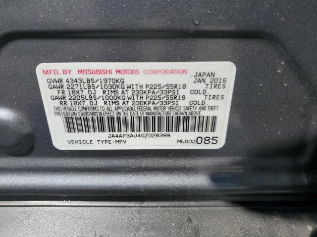 JA4AP3AU4GZ028399 - 2016 MITSUBISHI OUTLANDER ES GRAY photo 14