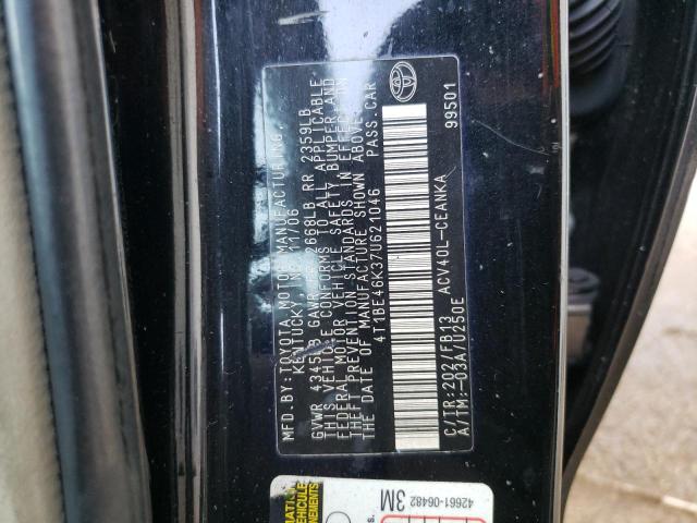 4T1BE46K37U621046 - 2007 TOYOTA CAMRY CE შავი ფოტო 12