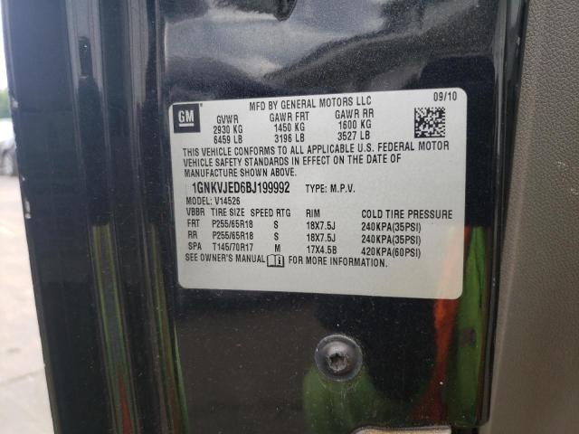 1GNKVJED6BJ199992 - 2011 CHEVROLET TRAVERSE LT BLACK photo 13