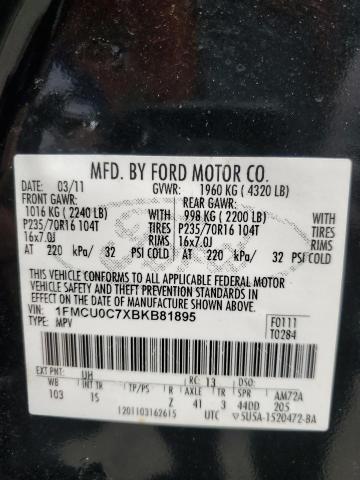 1FMCU0C7XBKB81895 - 2011 FORD ESCAPE XLS BLACK photo 13