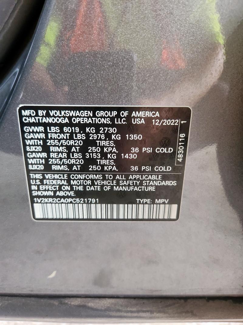 1V2KR2CA0PC521791 - 2023 VOLKSWAGEN ATLAS SE Szary zdjęcie 13