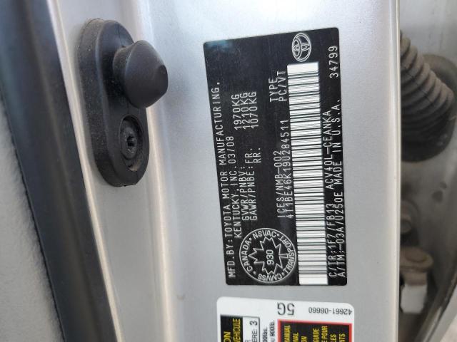 4T1BE46K19U284511 - 2009 TOYOTA CAMRY BASE SILVER photo 13
