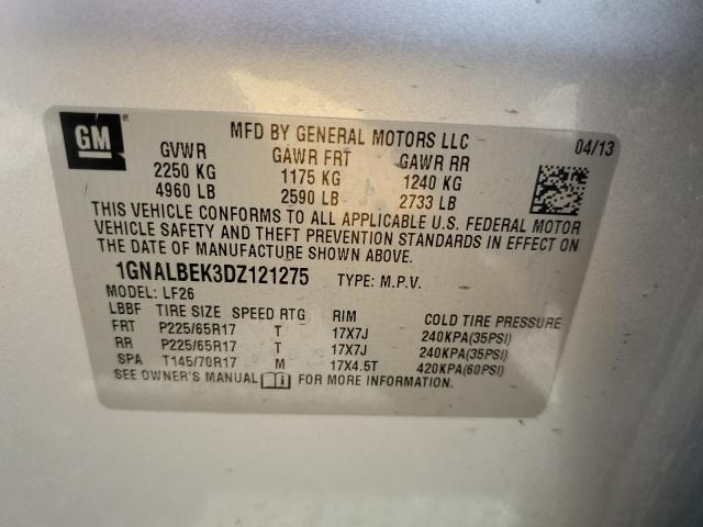 1GNALBEK3DZ121275 - 2013 CHEVROLET EQUINOX LS SILVER photo 13