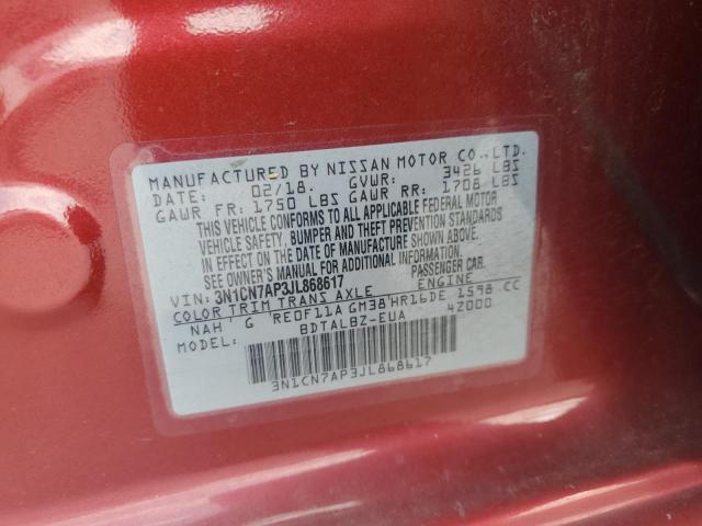 3N1CN7AP3JL868617 - 2018 NISSAN VERSA S Rot Foto 13