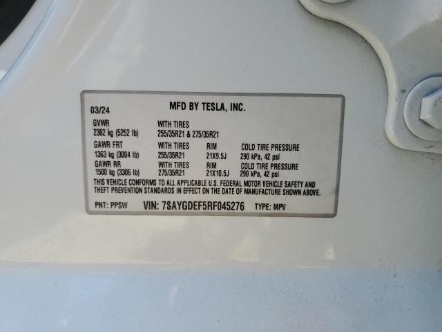 7SAYGDEF5RF045276 - 2024 TESLA MODEL Y თეთრი ფოტო 13