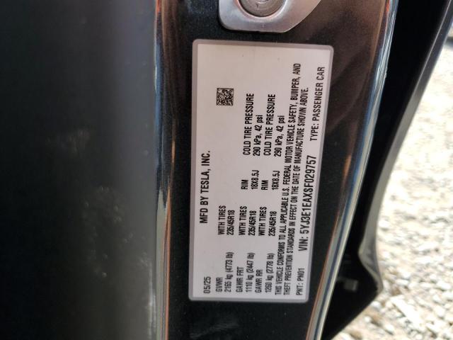 5YJ3E1EAXSF029757 - 2025 TESLA MODEL 3 GRAY photo 13