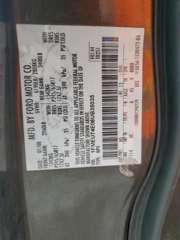 1FMEU74E08UB35035 - 2008 FORD EXPLORER EDDIE BAUER თაფლისფერი ფოტო 13