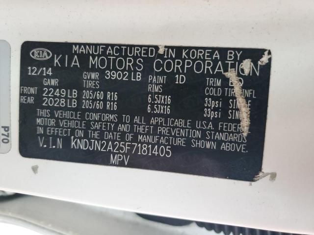 KNDJN2A25F7181405 - 2015 KIA SOUL WHITE photo 13