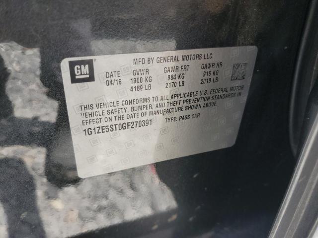 1G1ZE5ST0GF270391 - 2016 CHEVROLET MALIBU LT გრაფიტი ფოტო 12