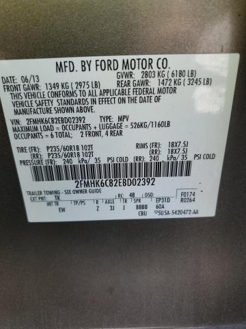 2FMHK6C82EBD02392 - 2014 FORD FLEX SEL Grau Foto 14