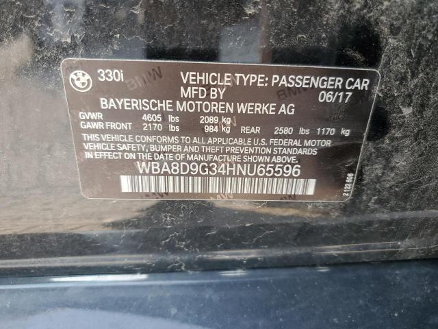 WBA8D9G34HNU65596 - 2017 BMW 330 XI أسود صورة 13