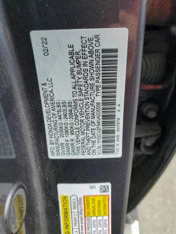 1HGCV2F94NA005558 - 2022 HONDA ACCORD TOURING 灰色 照片 12