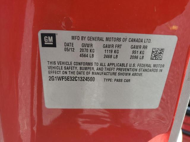 2G1WF5E32C1324500 - 2012 CHEVROLET IMPALA LS 红色 照片 12