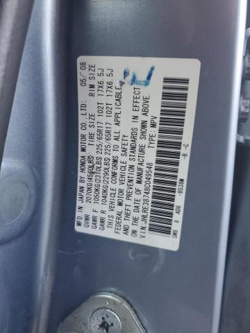 JHLRE38748C049548 - 2008 HONDA CR-V EXL BLUE photo 12