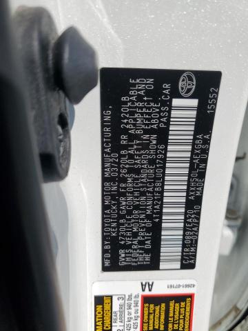 4T1A21FB8LU017926 - 2020 TOYOTA AVALON XLE WHITE photo 13