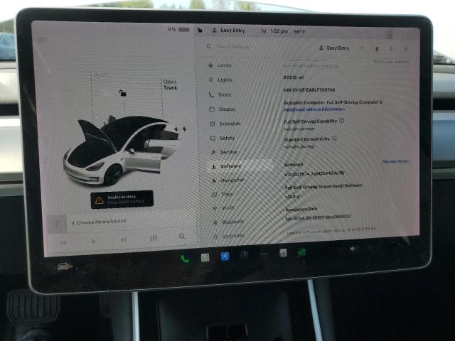 5YJ3E1EA6LF590748 - 2020 TESLA MODEL 3 白色 照片 9