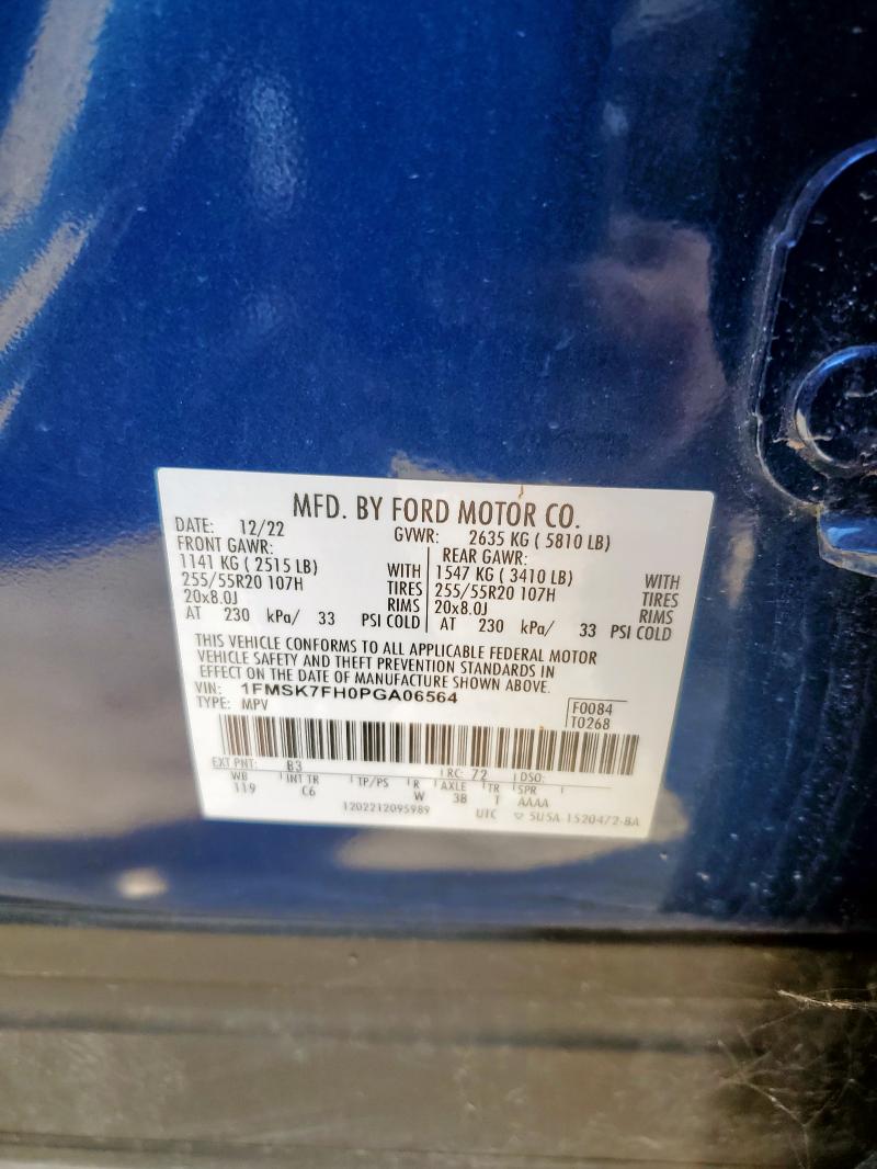 1FMSK7FH0PGA06564 - 2023 FORD EXPLORER LIMITED أزرق صورة 13