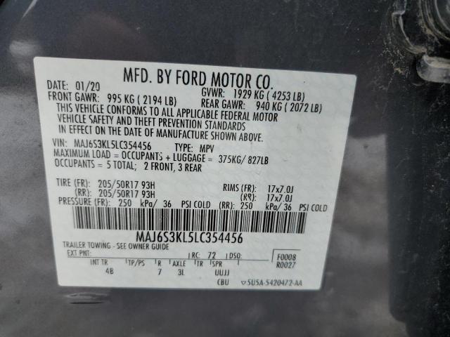 MAJ653KL5LC354456 - 2020 FORD ECOSPORT T CHARCOAL photo 13