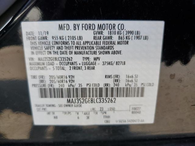 MAJ3S2GE8LC335262 - 2020 FORD ECOSPORT SE BLACK photo 13