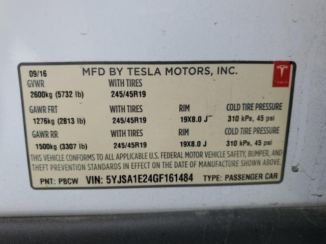 5YJSA1E24GF161484 - 2016 TESLA MODEL S Ağ foto 12