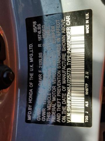 SHHFK7H48JU225773 - 2018 HONDA CIVIC SPORT ვერცხლისფერი ფოტო 12