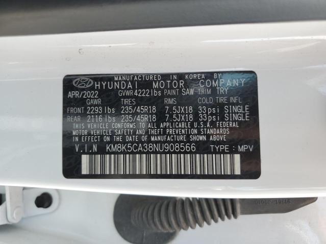 KM8K5CA38NU908566 - 2022 HYUNDAI KONA LIMITED WHITE photo 14